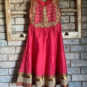 Indian Red and Gold Embroidered Dress